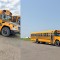 Left: Several GFW buses have been in service for more than 20 years. Right: Two new buses were purchased this year using one-time funds from HVAC and LED lighting rebates, along with proceeds from the auction of items from the former elementary school. (Submitted photo)