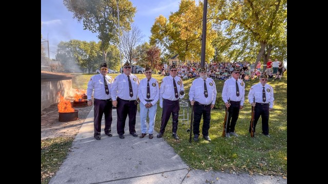 The Franklin Veterans hosted a flag retirement ceremony on Tuesday, October 13th. The Veterans explained the process, folded, and then retired approximately 70 flags. Members of Franklin’s Martin-Jensen Post 308 that participated include (front row from left) Bob Poppoff, Joel Harmoning, Ray Thompson, Gary Scharfencamp, Gene Scharfencamp, Jeff Rademacher and Ron Zempel. (Staff photos by Lori Kopischke)